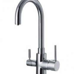 Grifo de tres vías Monomando fregadero para osmosis con caño curvo CROMADO