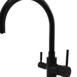 Grifo de tres vías Monomando fregadero para osmosis con caño curvo NEGRO MATE
