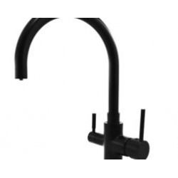 Grifo de tres vías Monomando fregadero para osmosis con caño curvo NEGRO MATE