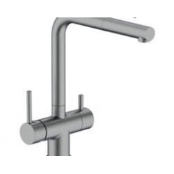 Grifo de 3 vías Monomando fregadero para osmosis con caño extraible GRAFITO CEPILLADO