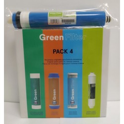 Pack 4 Green Filter Post-Carbon Filters + 50 GPD Membrane