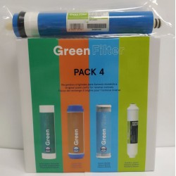 Pack 4 Green Filter Post-Carbon Filters + 50 GPD Membrane