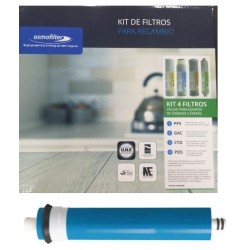 Kit 4 Filtros basicos mas Membrana 50 GPD