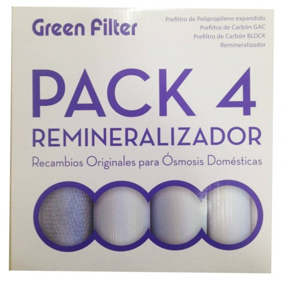4 Filtros Green Filter con PostFiltro Incrementa PH mas Membrana 50GPD