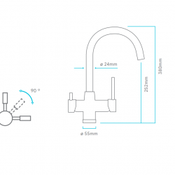 Grifo 4 vias Lander de osmosis inversa