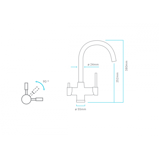 Grifo 4 vias Lander de osmosis inversa